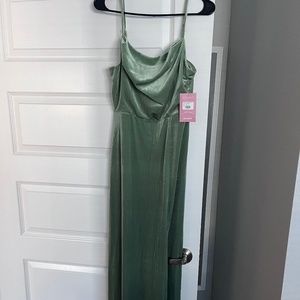 Velvet Green Bridesmaid Dress